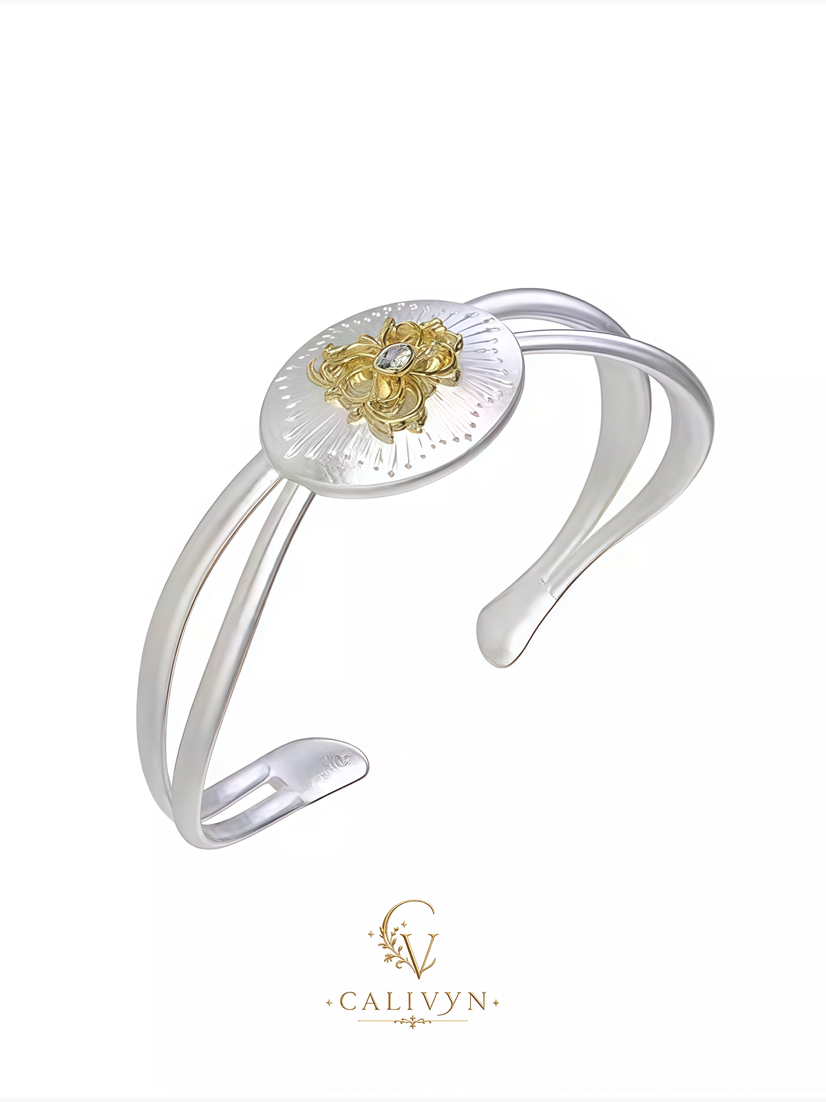 Six-Petal Magnolia Oval Bangle – Elegant Bracelet