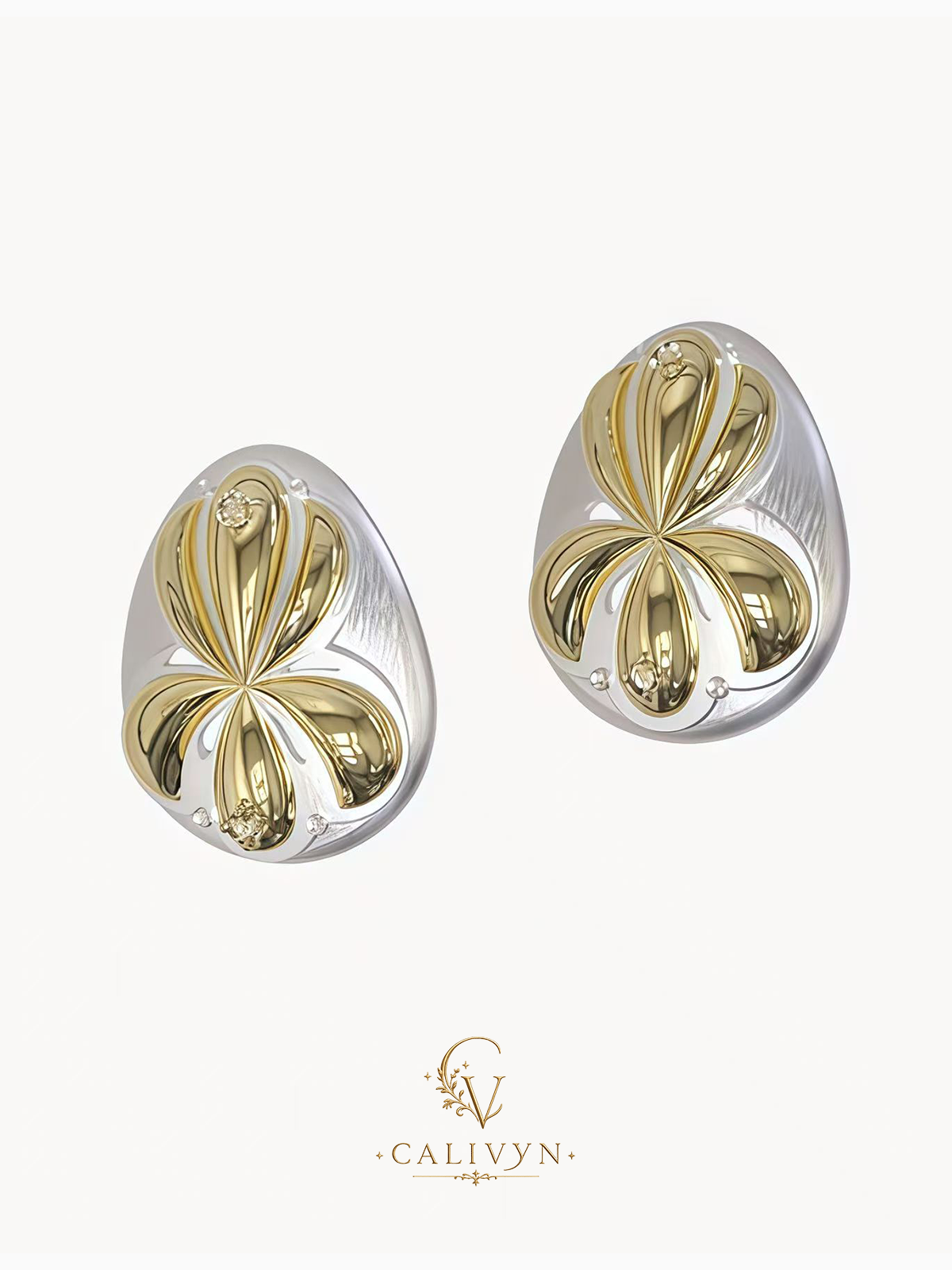 Six-Petal Magnolia Single Flower Brushed Studs – Elegant Minimalism
