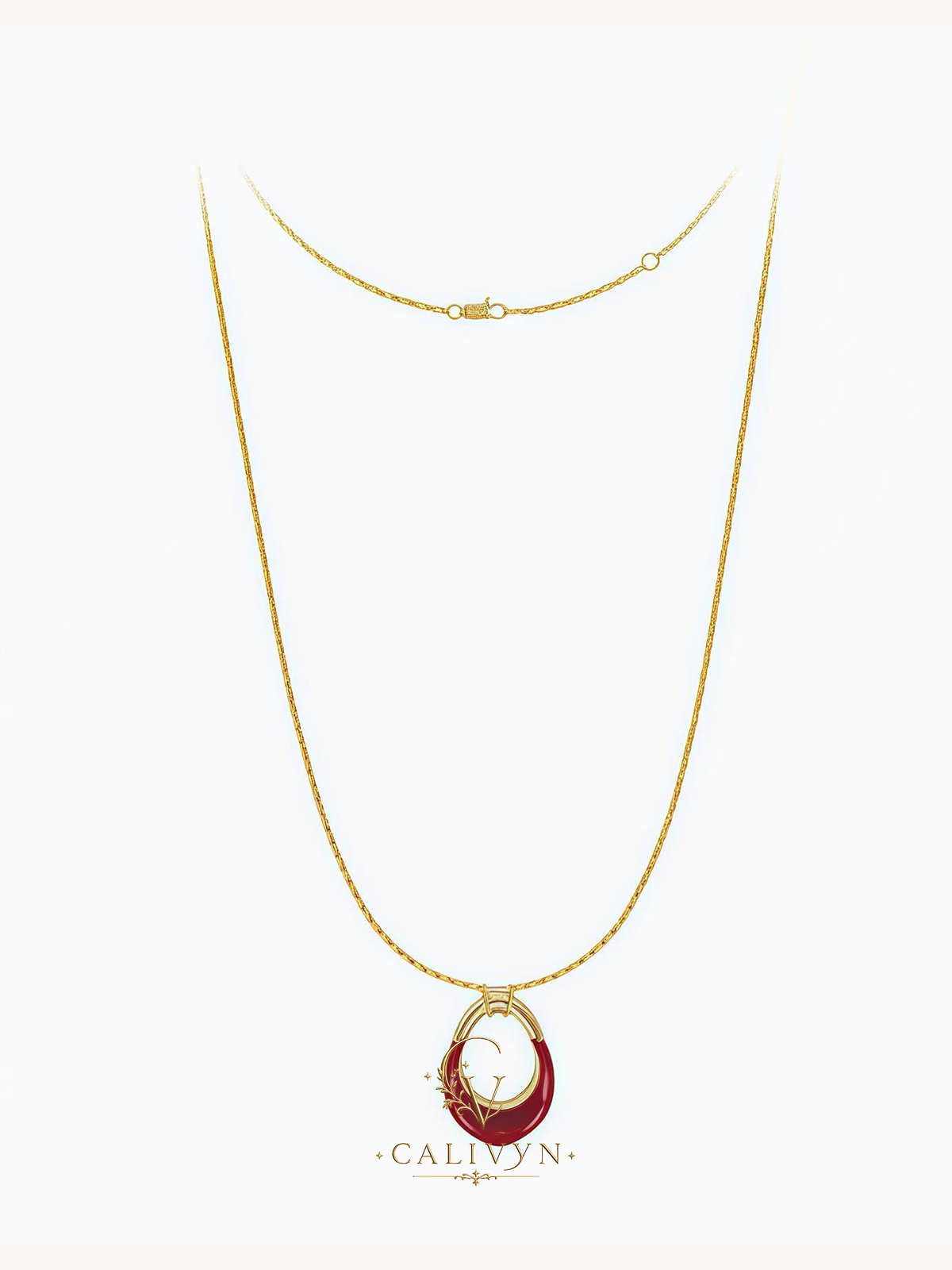 Red Glaze Fortune Pendant Necklace – Elegant Charm